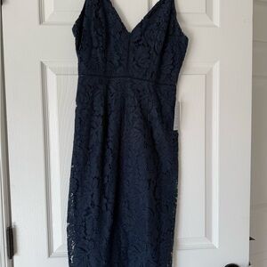 Astr Navy Lace Dress